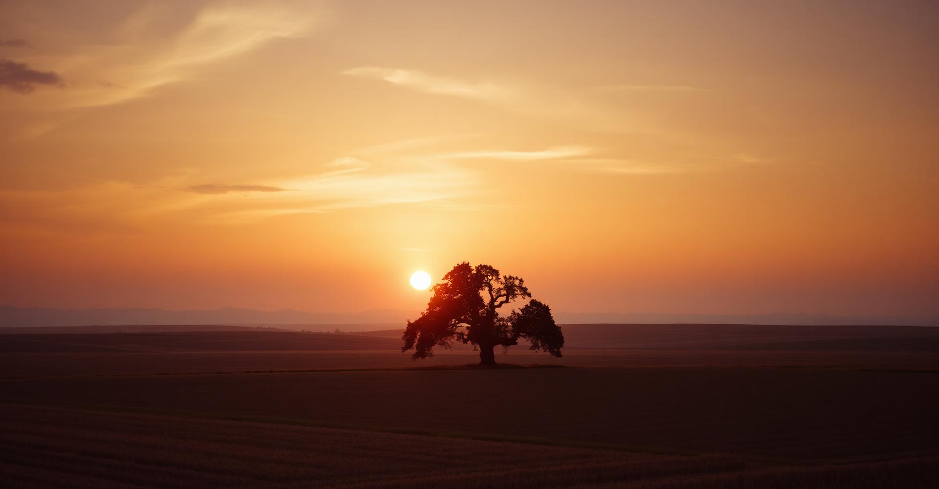 Sunset over open land